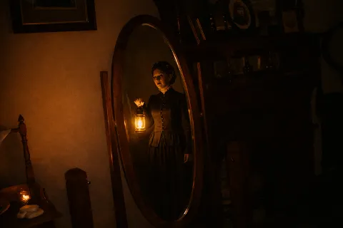 Antique mirror inside the homestead