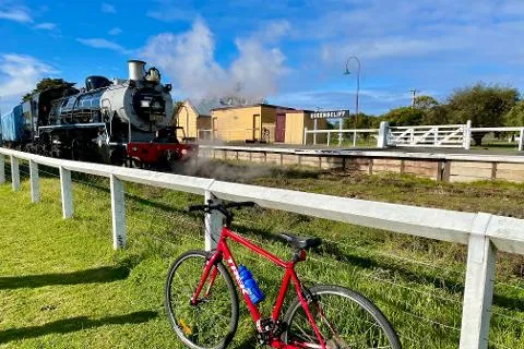 Cycling group on the rail trail