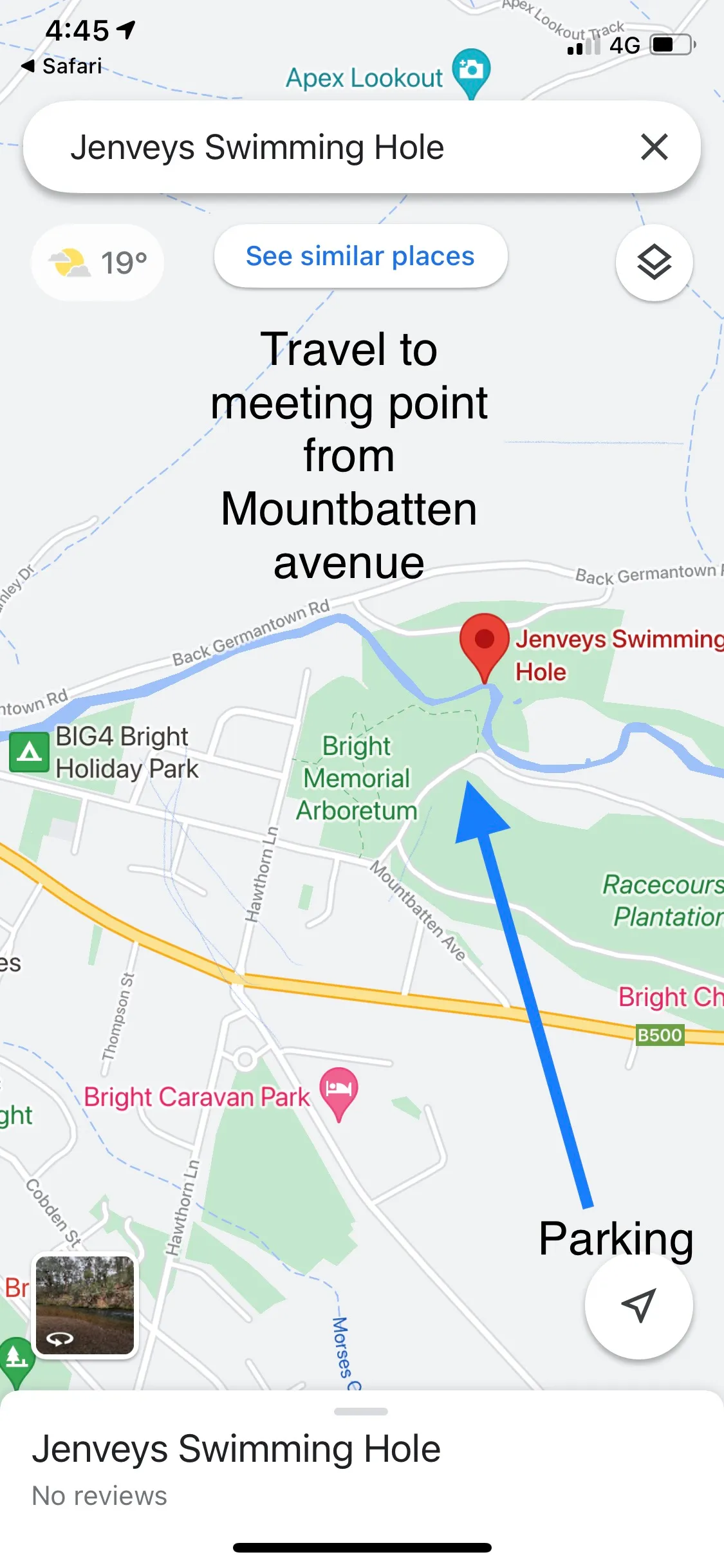 Jenvey's map of the packrafting run