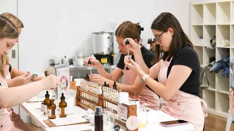 Candle lab workspace during the workshop