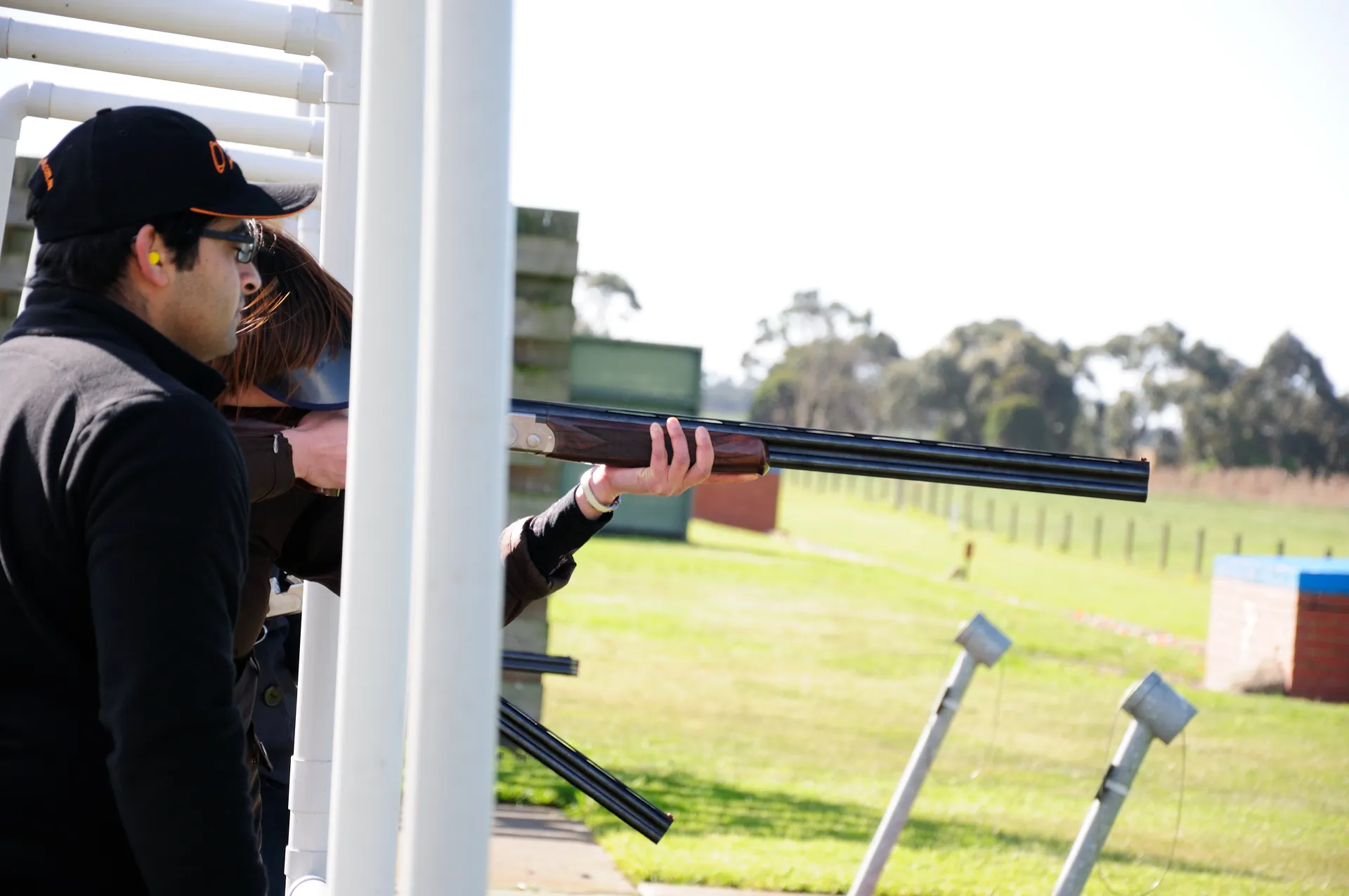 Guests trying clay target shooting
