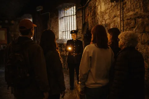 Ghost tour group inside J Ward