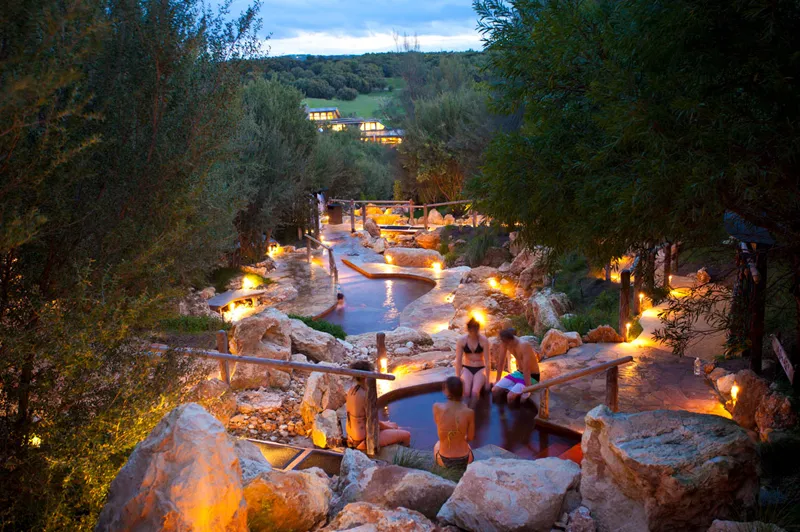 Evening bathing at Peninsula Hot Springs
