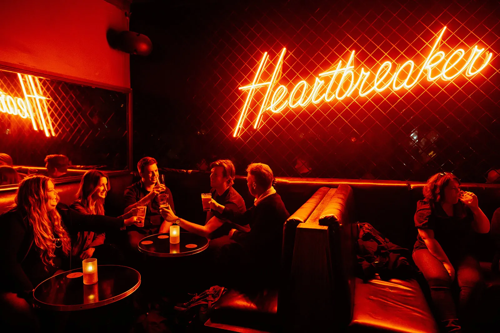 Food tour guests in Melbourne at night