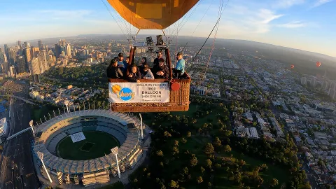 Balloon at sunrise over Melbourne