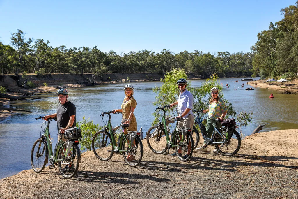 E-bike group on the Echuca scenic tour