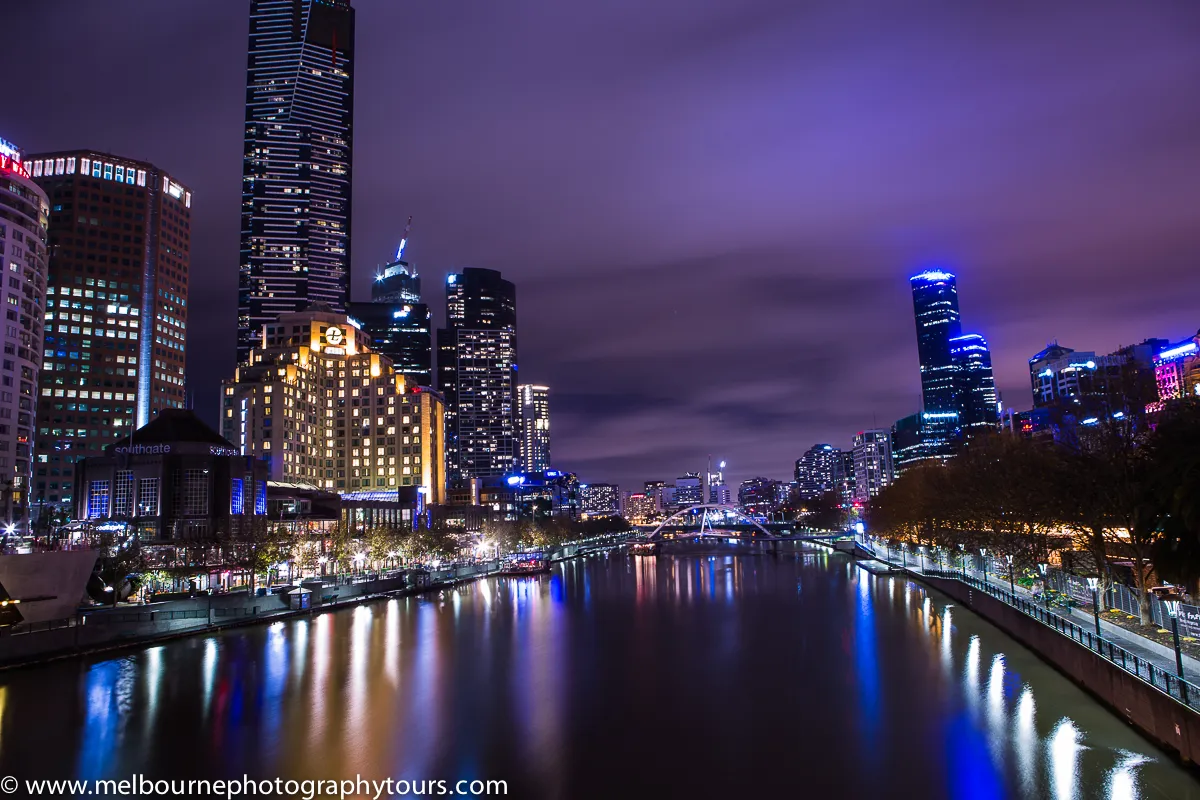 Long exposure night shot of Melbourne