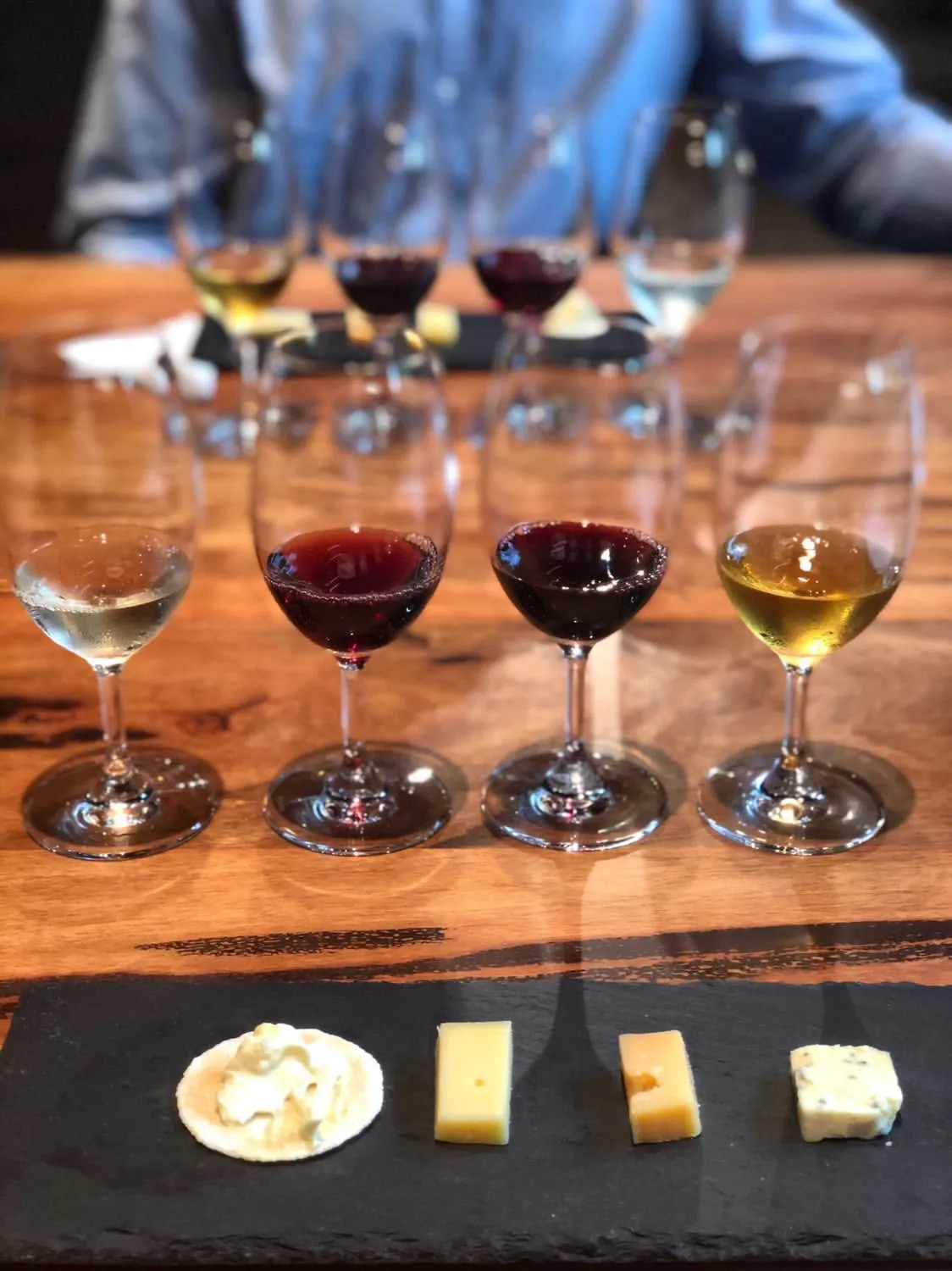 Wine and cheese flight in the Yarra Valley
