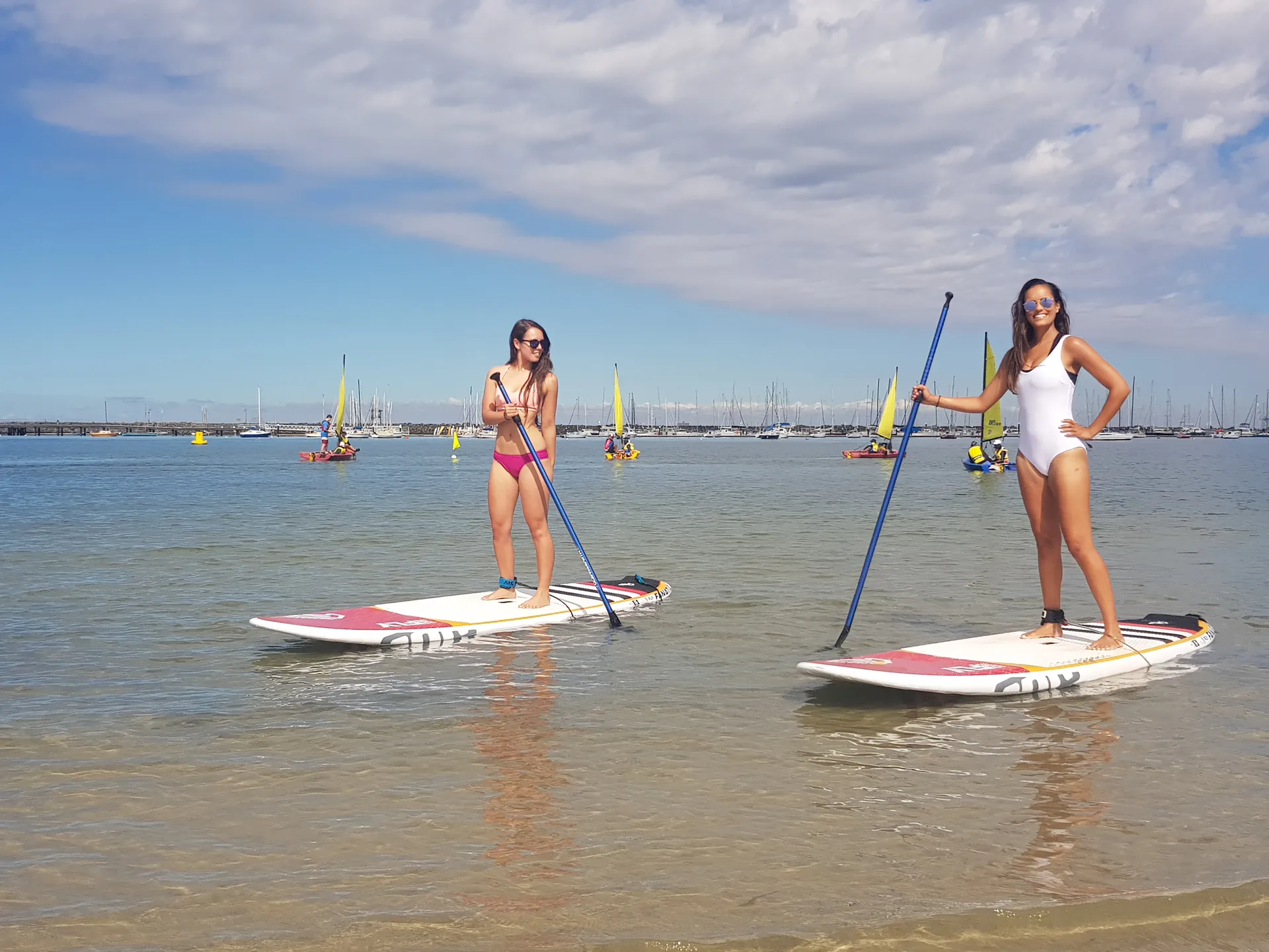 Paddler on Port Phillip Bay during an open group SUP session