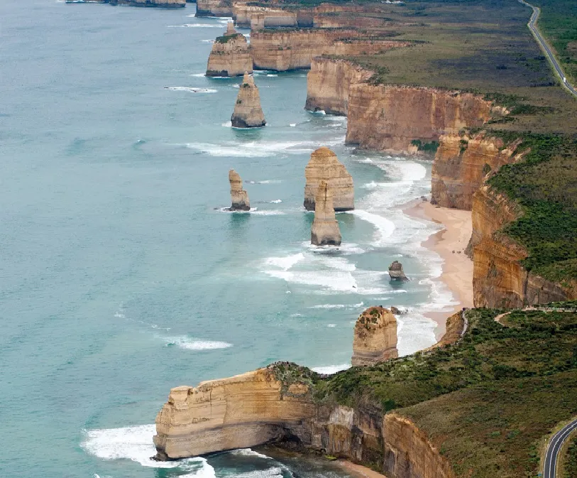 The Twelve Apostles limestone sea stacks on the Great Ocean Road coastline