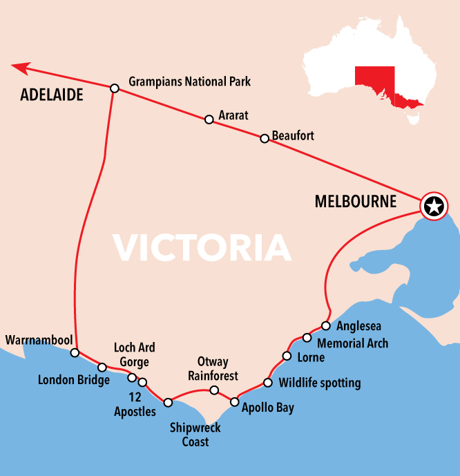 Melbourne to Adelaide Map